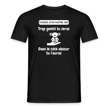 Conseil Coté Obscur. Cadeau Humour Anniversaire - T-shirt homme - noir - Devant - AI Model Male 178 light (178cm)