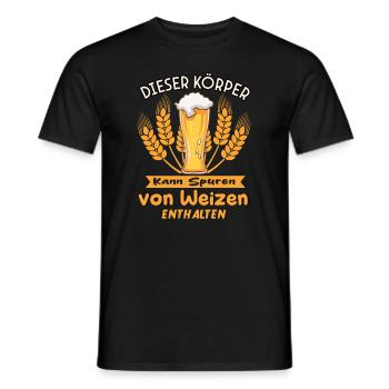 Dieser Körper kann Spuren von Hopfen enthalten - Männer T-Shirt - Schwarz - Vorne - AI Model Male 178 light (178cm)