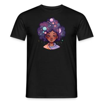 Afro Girl Galaxy - Men's T-Shirt - black - Front - AI Model Male 178 light (178cm)