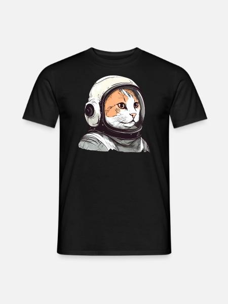 Funny Cat Astronaut - Men's T-Shirt - black