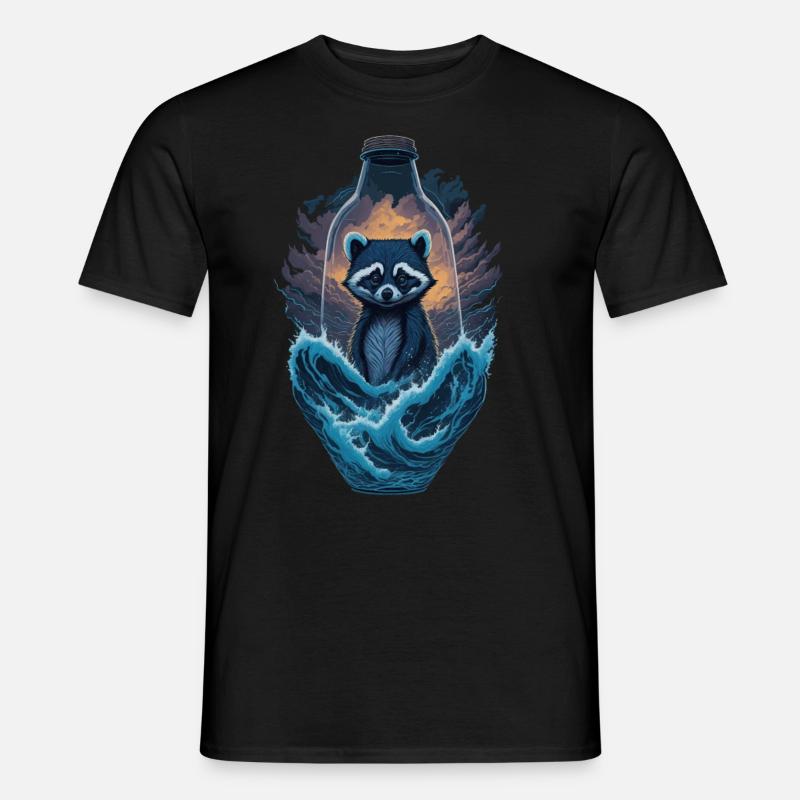 Waschbär Flasche - Männer T-Shirt - Schwarz