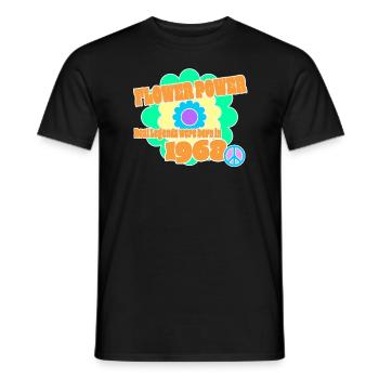 Flower Power Year of birth 1968 Peace Flower Hippie - Men's T-Shirt - black - Front - AI Model Male 178 light (178cm)
