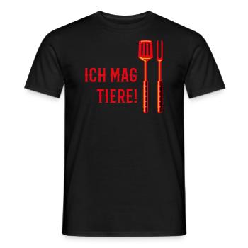 Ich Mag Tiere! (Grillbesteck / 3C) - Männer T-Shirt - Schwarz - Vorne - AI Model Male 178 light (178cm)