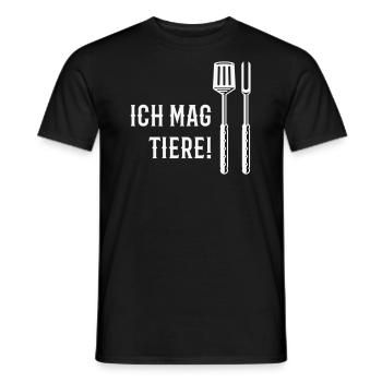 Ich Mag Tiere! (Grillbesteck / White) - Männer T-Shirt - Schwarz - Vorne - AI Model Male 178 light (178cm)