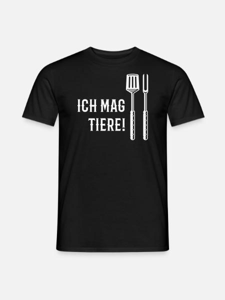 Ich Mag Tiere! (Grillbesteck / White) - Männer T-Shirt - Schwarz