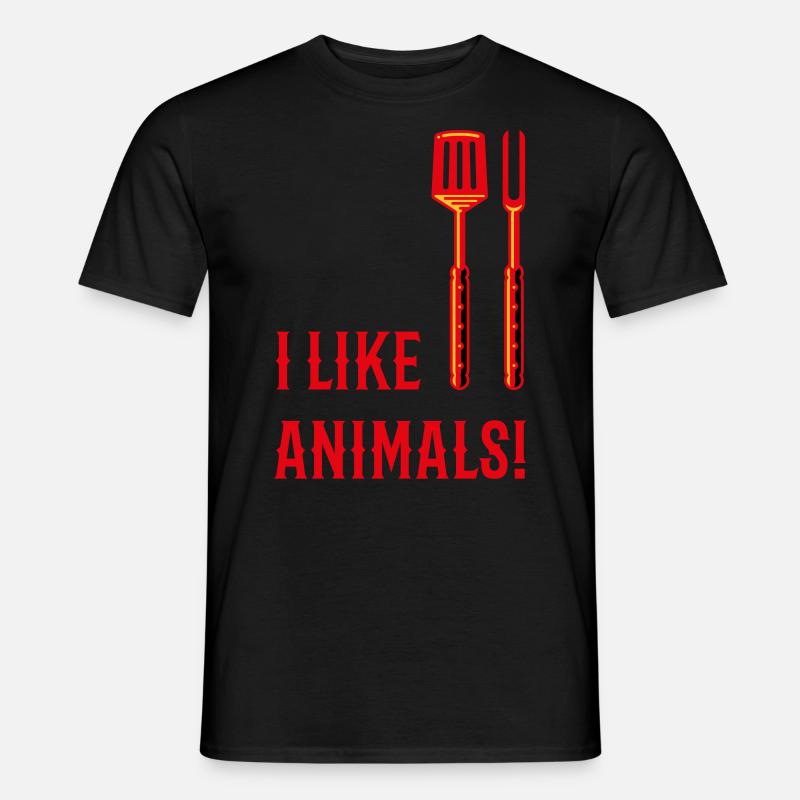 I Like Animals! (Grillbesteck / 3C) - Männer T-Shirt - Schwarz