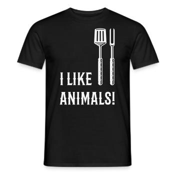 I Like Animals! (Grill Cutlery / White) - Men's T-Shirt - black - Front - AI Model Male 178 light (178cm)