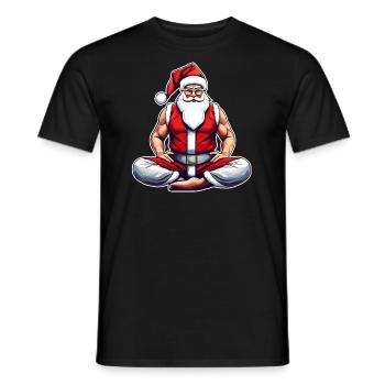 Santa Claus makes yoga - Men's T-Shirt - black - Front - AI Model Male 178 light (178cm)