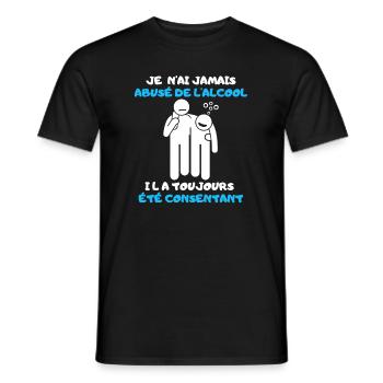 Alcool Consentant. Cadeau Humour - T-shirt homme - noir - Devant - AI Model Male 178 light (178cm)