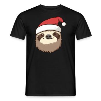 Sloth Santa Christmas Funny Sloth - Men's T-Shirt - black - Front - AI Model Male 178 light (178cm)