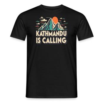 Kathmandu is Calling Nepal Lover Retro Kathmandu - Männer T-Shirt - Schwarz - Vorne - AI Model Male 178 light (178cm)