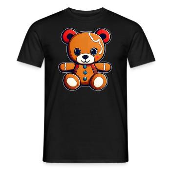 Cute Gingerbread Teddy Bear - Men's T-Shirt - black - Front - AI Model Male 178 light (178cm)