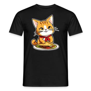 Niedliche Katze mit Taco - Männer T-Shirt - Schwarz - Vorne - AI Model Male 178 light (178cm)