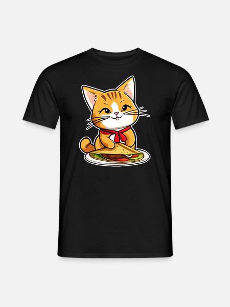 Cute cat with taco - Men's T-Shirt - black