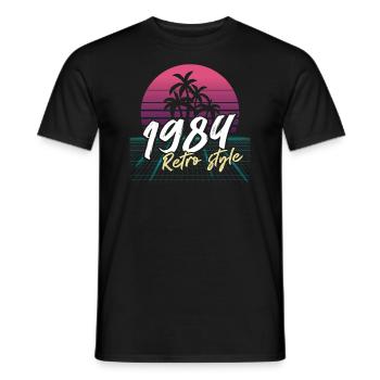 1984 SW style rétro - 1984 cadeau d’anniversaire - T-shirt homme - noir - Devant - AI Model Male 178 light (178cm)