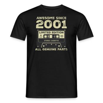2001 Birthday Born in 2001 Vintage Retro - Men's T-Shirt - black - Front - AI Model Male 178 light (178cm)