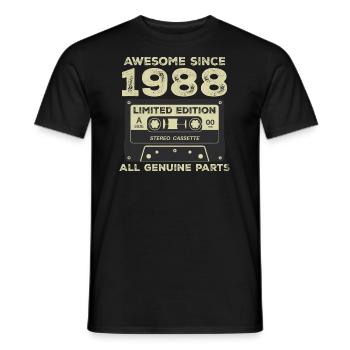 1988 Anniversaire Né En 1988 Vintage Rétro - T-shirt homme - noir - Devant - AI Model Male 178 light (178cm)