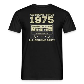 1975 Anniversaire Né En 1975 Vintage Rétro - T-shirt homme - noir - Devant - AI Model Male 178 light (178cm)