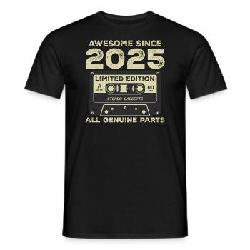 2025 Anniversaire Né en 2025 Vintage Rétro - T-shirt homme - noir - Devant - AI Model Male 178 light (178cm)
