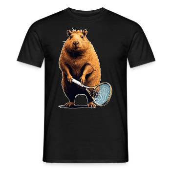 Capybara Tennis - Männer T-Shirt - Schwarz - Vorne - AI Model Male 178 light (178cm)