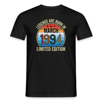 Les légendes sont nées en mars 1994 Édition limitée - T-shirt homme - noir - Devant - AI Model Male 178 light (178cm)