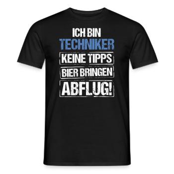 I'm a technician - bring beer and take off - Men's T-Shirt - black - Front - AI Model Male 178 light (178cm)