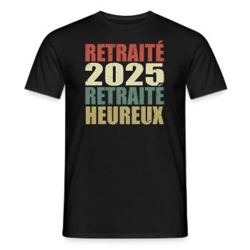 Glücklicher Rentner Ruhestandsgeschenk 2025 - Männer T-Shirt - Schwarz - Vorne - AI Model Male 178 light (178cm)