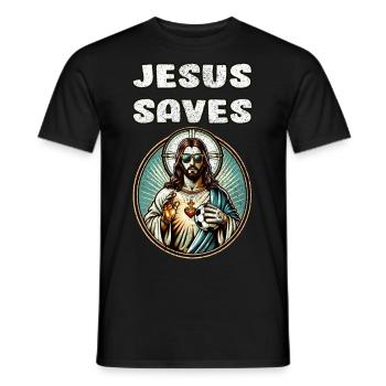 Jésus Soccer Cadeau Drôle Football Dieu Jésus Citation - T-shirt homme - noir - Devant - AI Model Male 178 light (178cm)