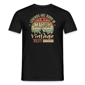 Les Légendes Sont Nées En Mars 1931 Cadeau Vintage - T-shirt homme - noir - Devant - AI Model Male 178 light (178cm)