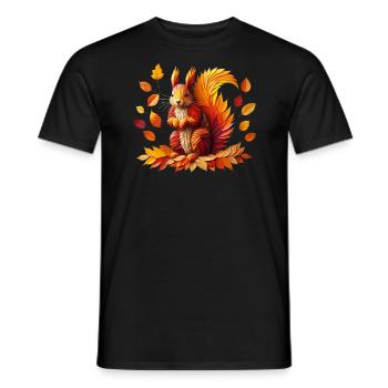 herbstliches Eichhörnchen - Männer T-Shirt - Schwarz - Vorne - AI Model Male 178 light (178cm)