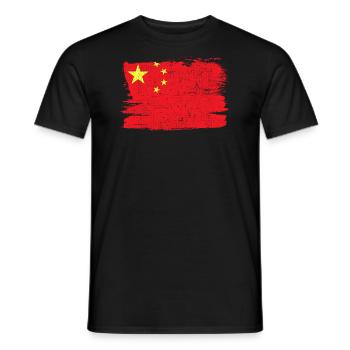 Cina Bandiera China Flag Peace Vintage - Men's T-Shirt - black - Front - AI Model Male 178 light (178cm)