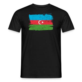 Azerbaijan Bandiera Azerbaigian Flag Peace Vintage - Men's T-Shirt - black - Front - AI Model Male 178 light (178cm)
