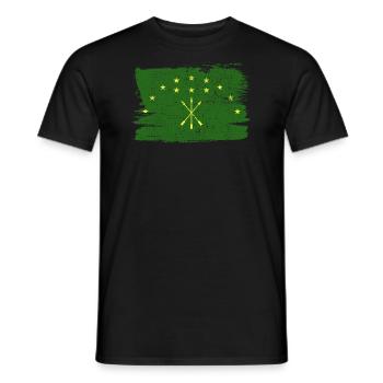 Adighezia Bandiera Adygea Flag Peace Vintage - Men's T-Shirt - black - Front - AI Model Male 178 light (178cm)