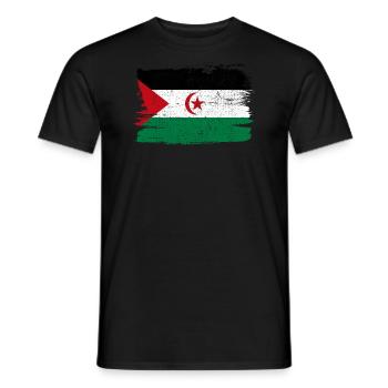Western Sahara Bandiera Flag Peace Vintage - Men's T-Shirt - black - Front - AI Model Male 178 light (178cm)