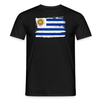 Uruguay Bandiera Flag Peace Vintage - Men's T-Shirt - black - Front - AI Model Male 178 light (178cm)