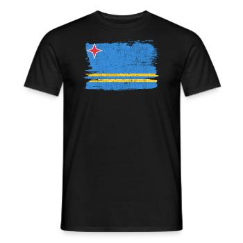 Aruba Bandiera Flag Peace Vintage - Men's T-Shirt - black - Front - AI Model Male 178 light (178cm)