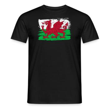 Drapeau du Pays de Galles drapeau paix Vintage - T-shirt homme - noir - Devant - AI Model Male 178 light (178cm)
