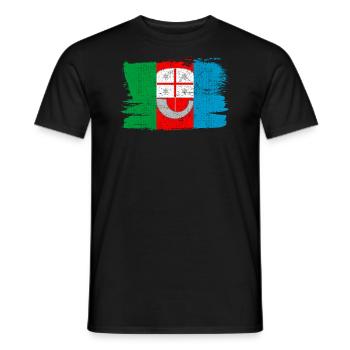 Liguria Flag Flag Italy Peace Vintage - Men's T-Shirt - black - Front - AI Model Male 178 light (178cm)