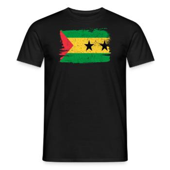 Sao Tomé-et-Príncipe Drapeau Drapeau Paix Vintage - T-shirt homme - noir - Devant - AI Model Male 178 light (178cm)