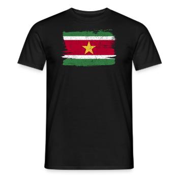 Drapeau du Suriname Drapeau de la paix Vintage - T-shirt homme - noir - Devant - AI Model Male 178 light (178cm)