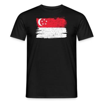 Singapur Flagge Flagge Frieden Vintage - Männer T-Shirt - Schwarz - Vorne - AI Model Male 178 light (178cm)