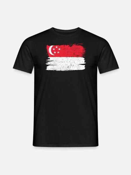 Drapeau de Singapour Drapeau de la paix Vintage - T-shirt homme - noir