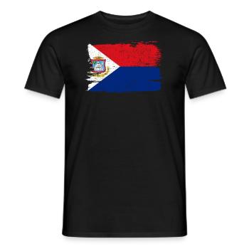 Saint Martin Flag Flag Peace Vintage - Men's T-Shirt - black - Front - AI Model Male 178 light (178cm)