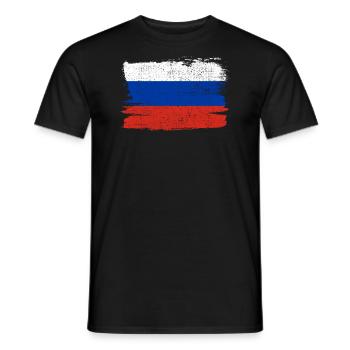 Russland Flagge Flagge Frieden Vintage - Männer T-Shirt - Schwarz - Vorne - AI Model Male 178 light (178cm)