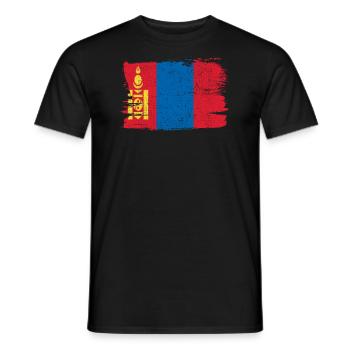 Mongolia Flag Flag Peace Vintage - Men's T-Shirt - black - Front - AI Model Male 178 light (178cm)