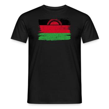 Malawi drapeau drapeau paix Vintage - T-shirt homme - noir - Devant - AI Model Male 178 light (178cm)