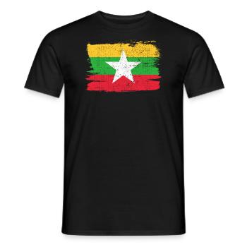 Myanmar Birmanie drapeau drapeau paix Vintage - T-shirt homme - noir - Devant - AI Model Male 178 light (178cm)