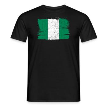 Drapeau du Nigeria Drapeau de la paix Vintage - T-shirt homme - noir - Devant - AI Model Male 178 light (178cm)