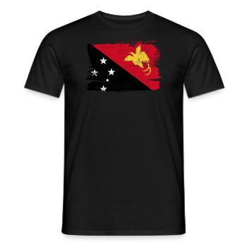Papouasie-Nouvelle-Guinée drapeau drapeau paix Vintage - T-shirt homme - noir - Devant - AI Model Male 178 light (178cm)