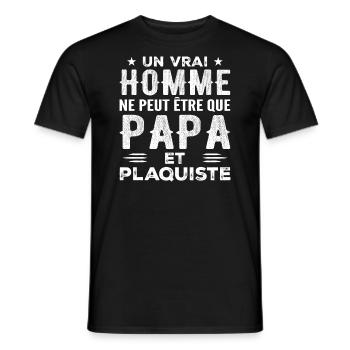 Ein richtiger Mann ist nur Papa und Stuckateur - Männer T-Shirt - Schwarz - Vorne - AI Model Male 178 light (178cm)